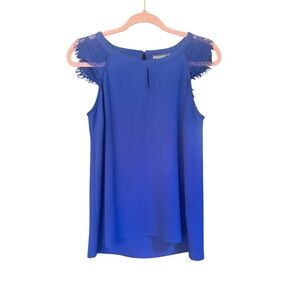 NWT Brixon Ivy Royal Blue Lace Accent Blouse Size Small (S)
